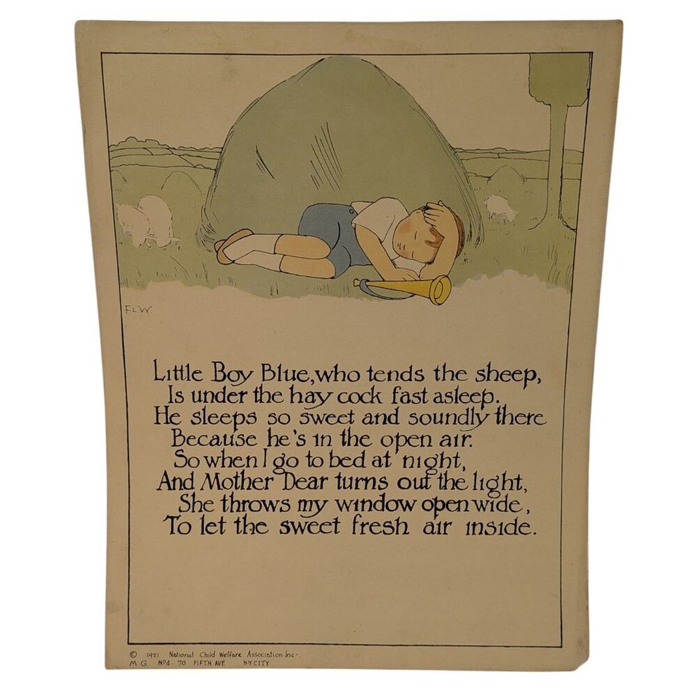 1922 National Child Welfare Association Inc Little Boy Blue Print Poster